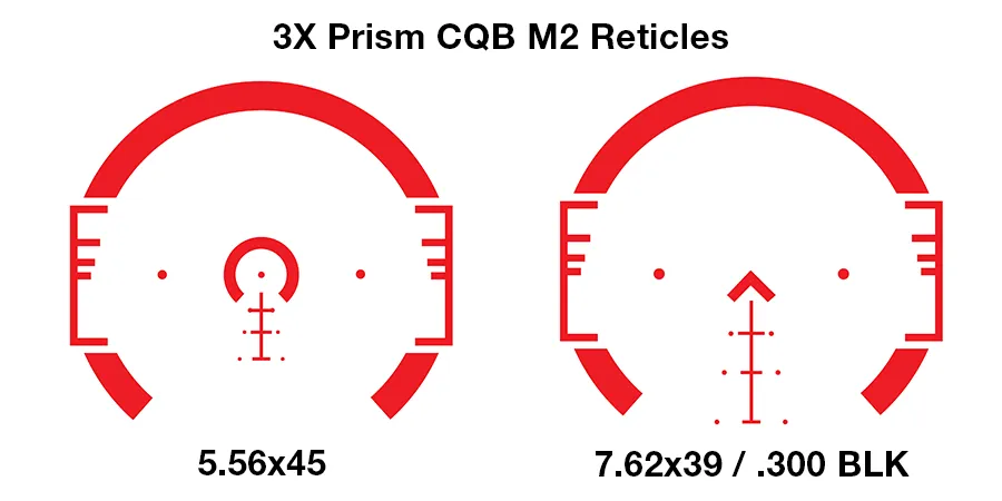 3x prism cqb m2 reticles 556 762 side by side