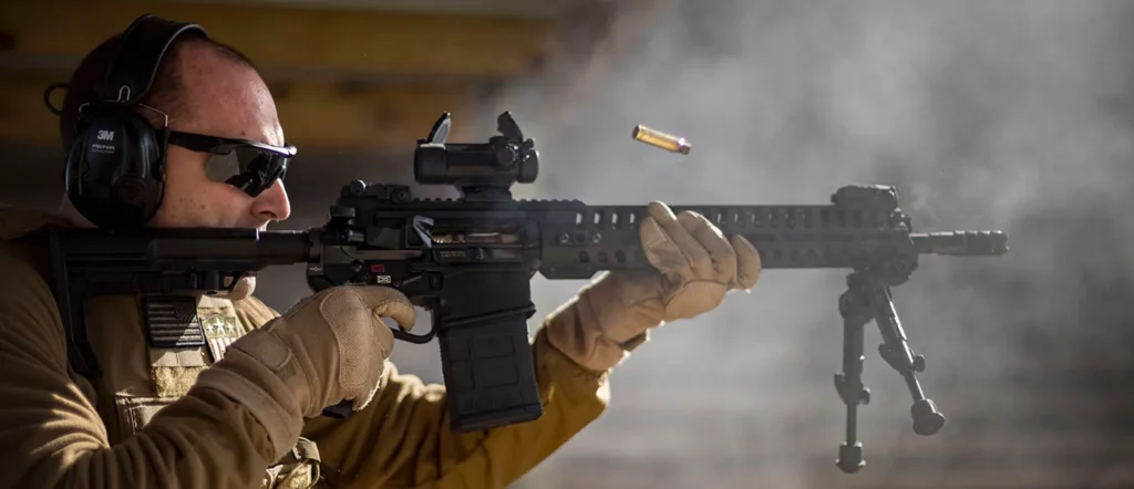 shooter standing with ar15 bipod