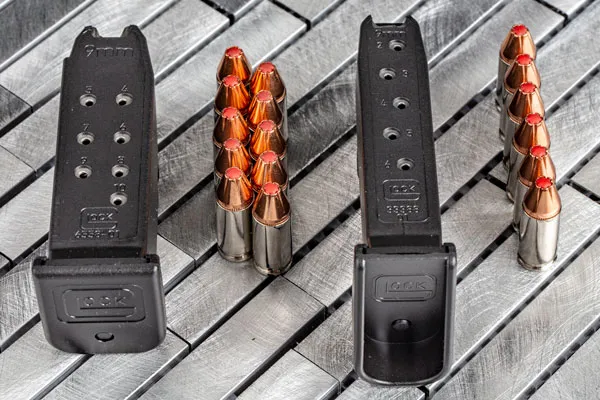 single stack and double stack magazines with hornady defense ammo